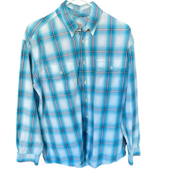 Roper Western Shirt Mens Medium Plaid Button Up Cotton Cowboy Ranch Rodeo Work - Picture 1 of 12